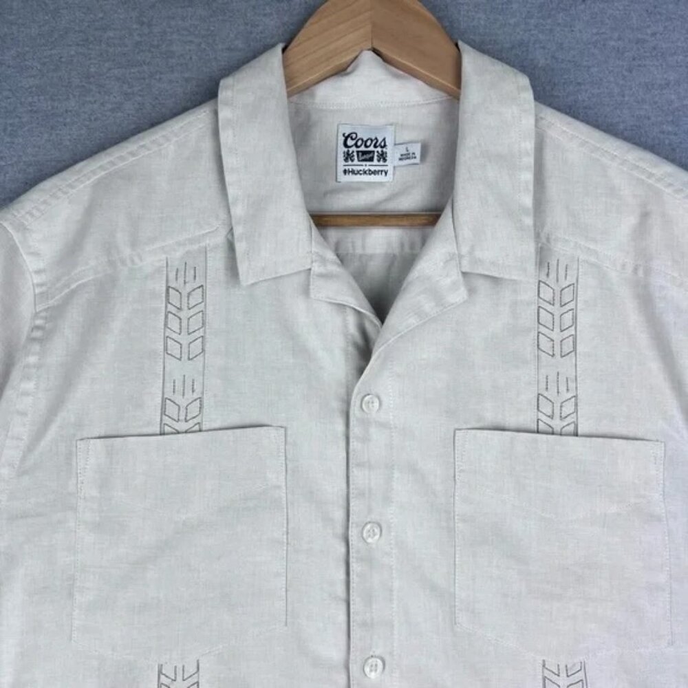 Huckberry Coors Banquet Shirt Men’s Size L Beer Short Sleeve Western Camp Collar